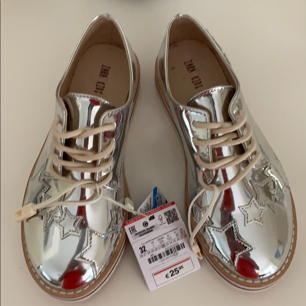 Zara Kids silver shoes, sz 1 US, brand new